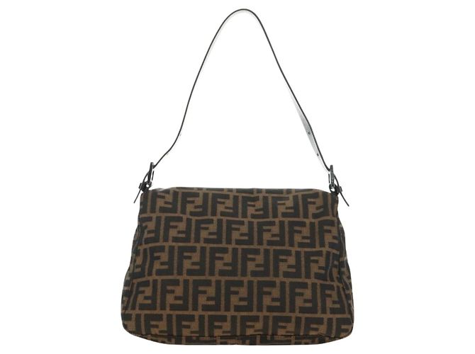 Borsa a Spalla FENDI Zucca Canvas Nero Marrone Auth 183663V - vista 2