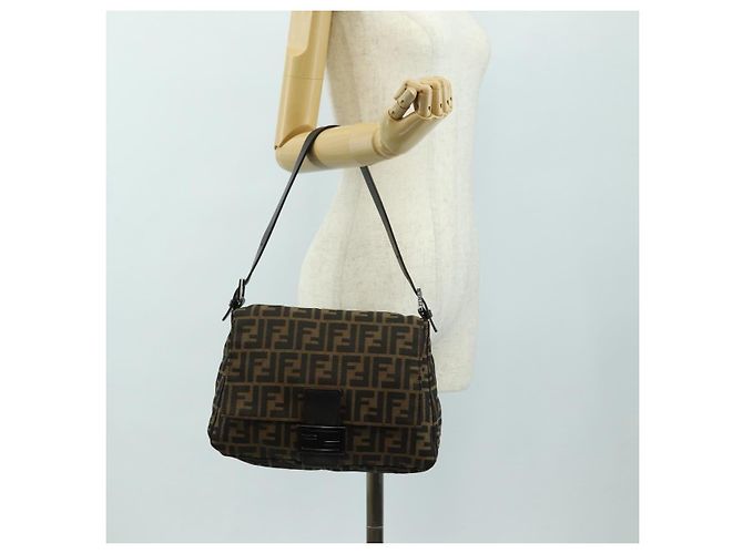 Borsa a Spalla FENDI Zucca Canvas Nero Marrone Auth 183663V - vista 25