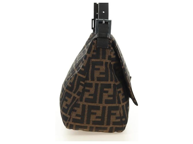 Borsa a Spalla FENDI Zucca Canvas Nero Marrone Auth 183663V - vista 4