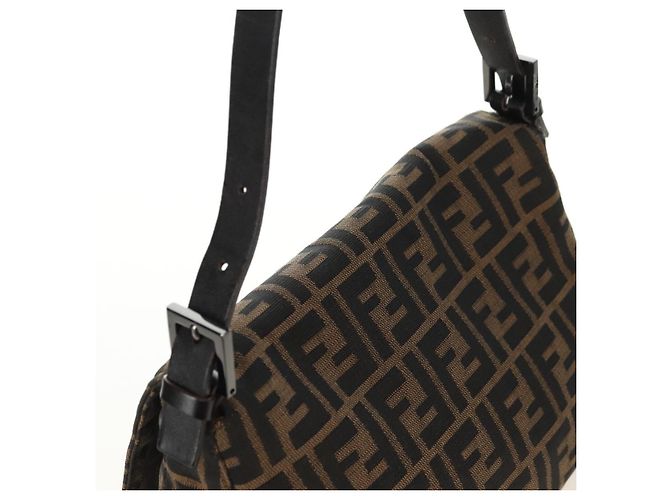 Borsa a Spalla FENDI Zucca Canvas Nero Marrone Auth 183663V - vista 6