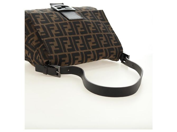 Borsa a Spalla FENDI Zucca Canvas Nero Marrone Auth 183663V - vista 7