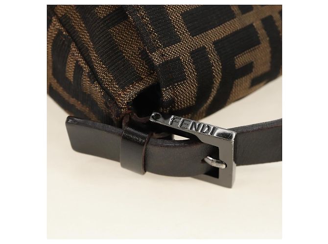 Borsa a Spalla FENDI Zucca Canvas Nero Marrone Auth 183663V - vista 8