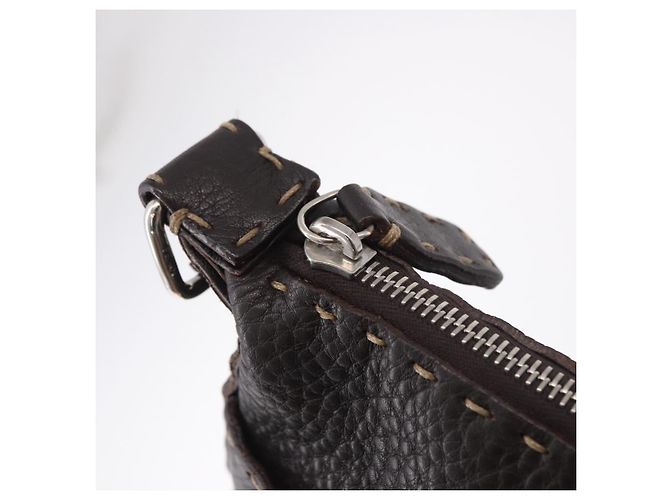 Borsa a Spalla FENDI Celeria in Pelle Nera Argento Auth 183899A Nero - vista 10