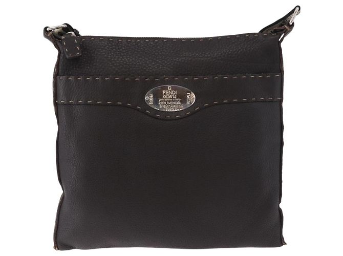 Borsa a Spalla FENDI Celeria in Pelle Nera Argento Auth 183899A Nero - vista 13