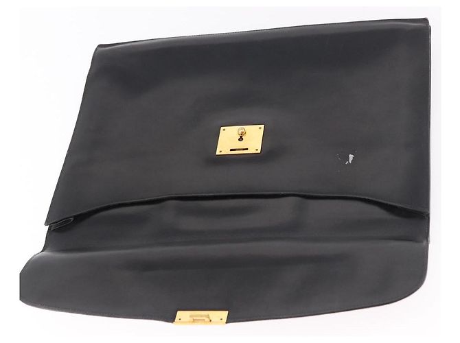 Hermès Borsa Business HERMES Kirius in pelle nera e oro Auth 183240 Nero D'oro - vista 10