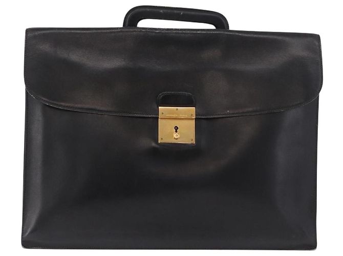 Hermès Borsa Business HERMES Kirius in pelle nera e oro Auth 183240 Nero D'oro - vista 2