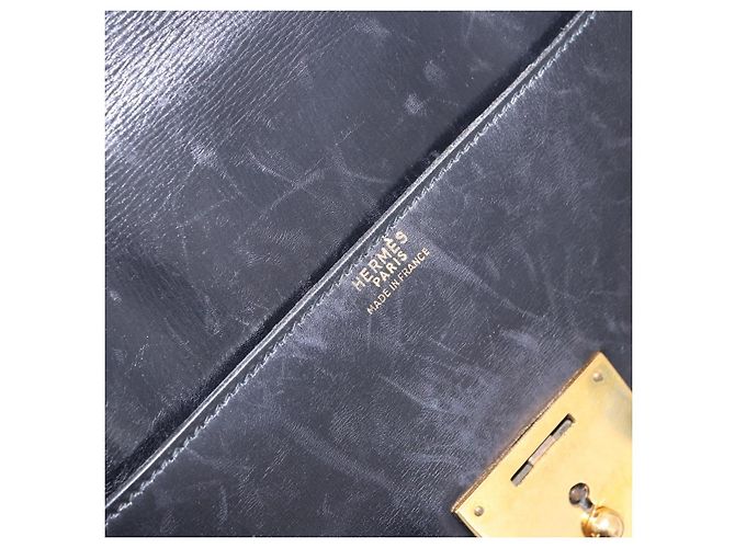 Hermès Borsa Business HERMES Kirius in pelle nera e oro Auth 183240 Nero D'oro - vista 21