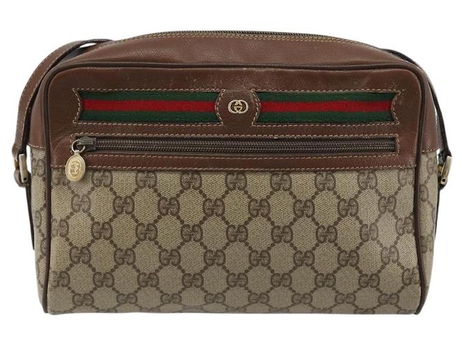 Borsa GUCCI GG Supreme Web Sherry Line PVC Beige 001 56 6472 4021 Auth 183301 - vista 13