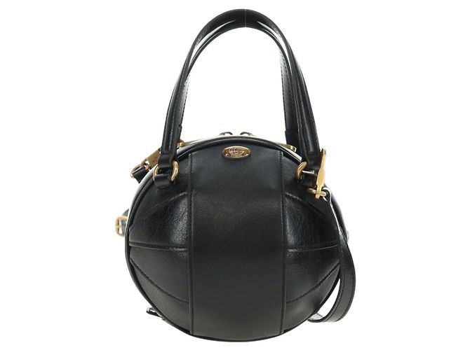 Borsa GUCCI Basketball Shape in Pelle 2way Nero Oro 547855 Auth 182676SAM D'oro - vista 13