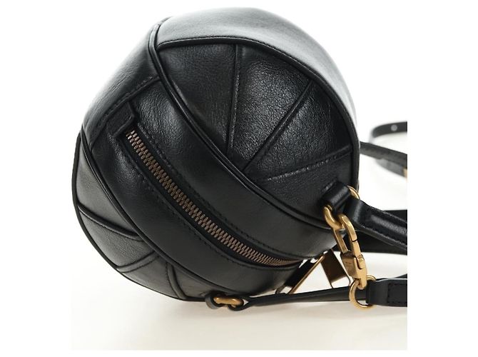 Borsa GUCCI Basketball Shape in Pelle 2way Nero Oro 547855 Auth 182676SAM D'oro - vista 4