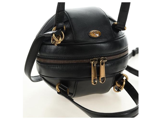 Borsa GUCCI Basketball Shape in Pelle 2way Nero Oro 547855 Auth 182676SAM D'oro - vista 6