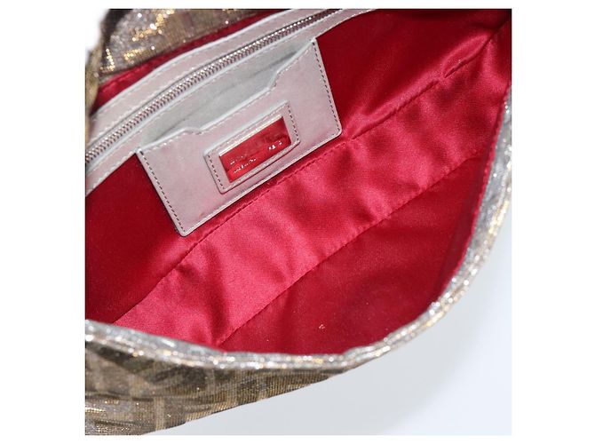FENDI Zucca Canvas Rhinestone Mamma Baguette Shoulder Bag Silver Auth yk20474SM Argento - vista 10