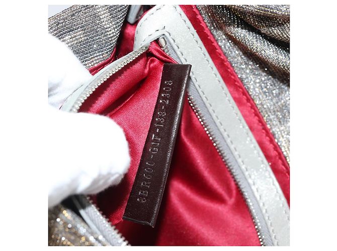 FENDI Zucca Canvas Rhinestone Mamma Baguette Shoulder Bag Silver Auth yk20474SM Argento - vista 11