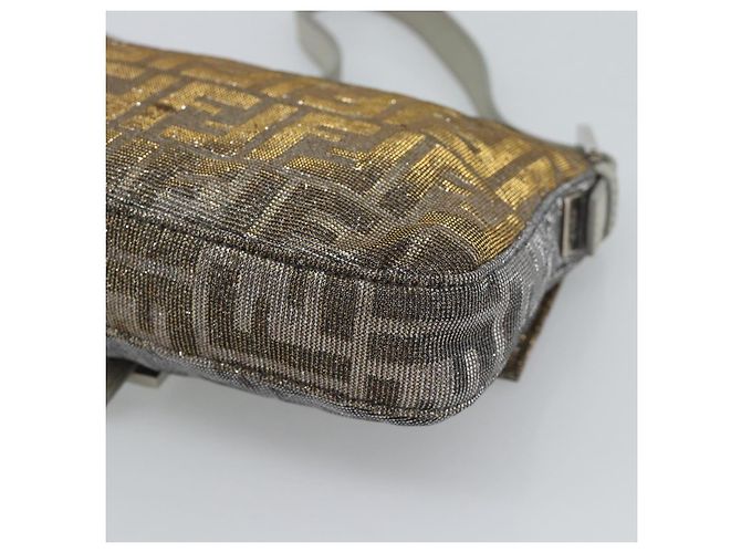 FENDI Zucca Canvas Rhinestone Mamma Baguette Shoulder Bag Silver Auth yk20474SM Argento - vista 16