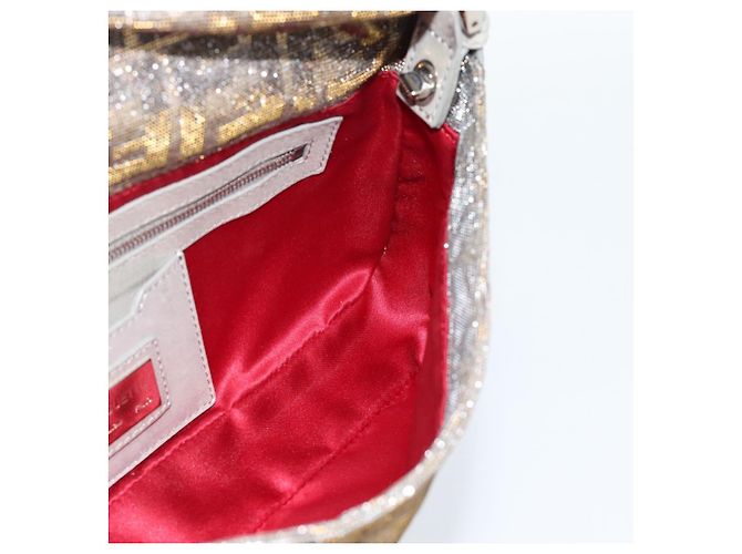 FENDI Zucca Canvas Rhinestone Mamma Baguette Shoulder Bag Silver Auth yk20474SM Argento - vista 20