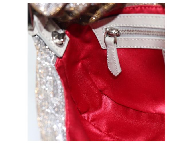 FENDI Zucca Canvas Rhinestone Mamma Baguette Shoulder Bag Silver Auth yk20474SM Argento - vista 21