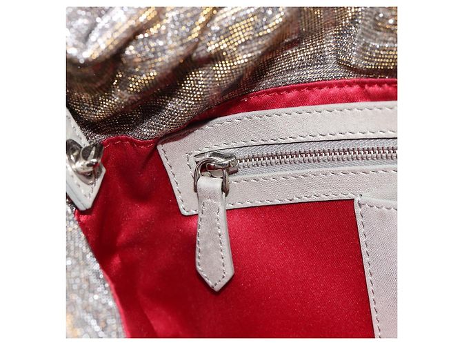 FENDI Zucca Canvas Rhinestone Mamma Baguette Shoulder Bag Silver Auth yk20474SM Argento - vista 22