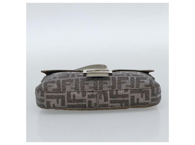 FENDI Zucca Canvas Rhinestone Mamma Baguette Shoulder Bag Silver Auth yk20474SM Argento - vista 5