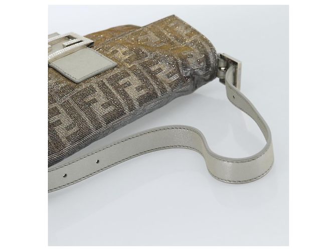 FENDI Zucca Canvas Rhinestone Mamma Baguette Shoulder Bag Silver Auth yk20474SM Argento - vista 7
