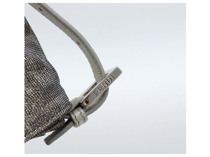 FENDI Zucca Canvas Rhinestone Mamma Baguette Shoulder Bag Silver Auth yk20474SM Argento - vista 9