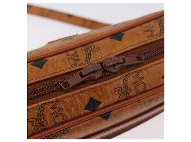 Borsa a Spalla MCM Vicetos Logogram PVC Pelle Marrone Oro Auth 183689 D'oro - vista 10