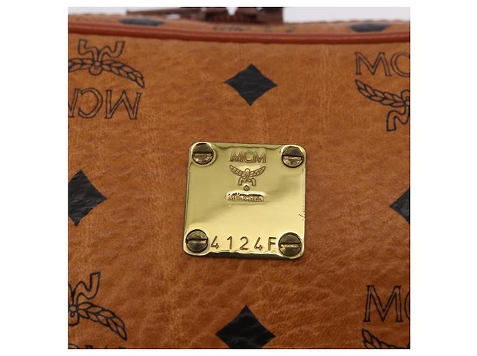 Borsa a Spalla MCM Vicetos Logogram PVC Pelle Marrone Oro Auth 183689 D'oro - vista 12