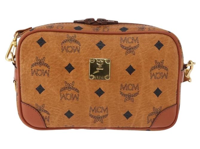 Borsa a Spalla MCM Vicetos Logogram PVC Pelle Marrone Oro Auth 183689 D'oro - vista 13
