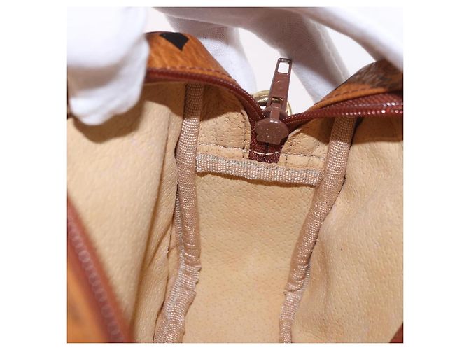 Borsa a Spalla MCM Vicetos Logogram PVC Pelle Marrone Oro Auth 183689 D'oro - vista 19