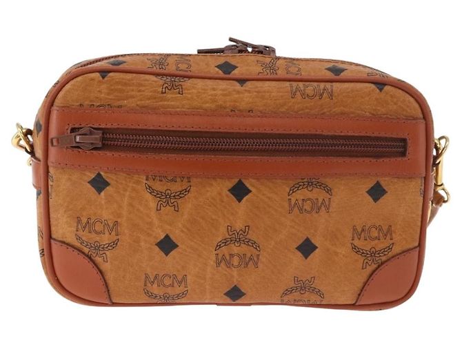 Borsa a Spalla MCM Vicetos Logogram PVC Pelle Marrone Oro Auth 183689 D'oro - vista 2