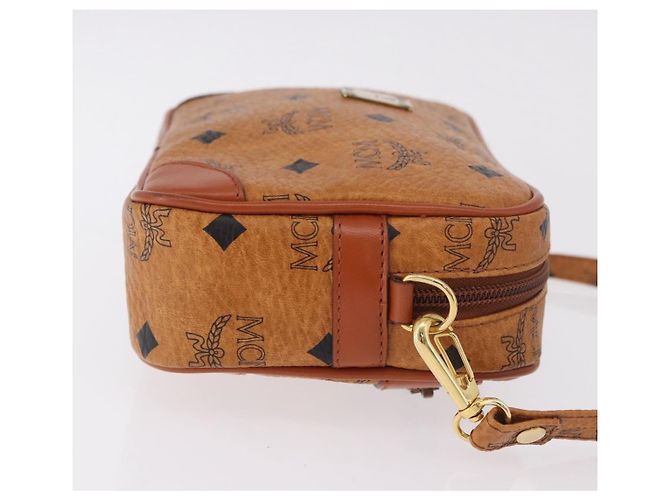 Borsa a Spalla MCM Vicetos Logogram PVC Pelle Marrone Oro Auth 183689 D'oro - vista 3