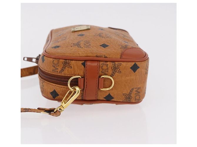 Borsa a Spalla MCM Vicetos Logogram PVC Pelle Marrone Oro Auth 183689 D'oro - vista 4