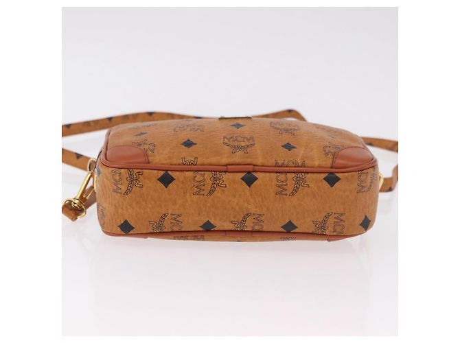 Borsa a Spalla MCM Vicetos Logogram PVC Pelle Marrone Oro Auth 183689 D'oro - vista 5