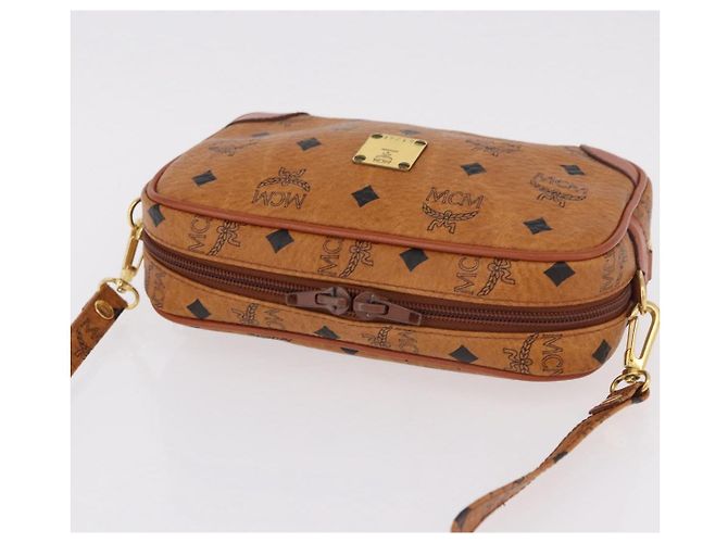 Borsa a Spalla MCM Vicetos Logogram PVC Pelle Marrone Oro Auth 183689 D'oro - vista 6