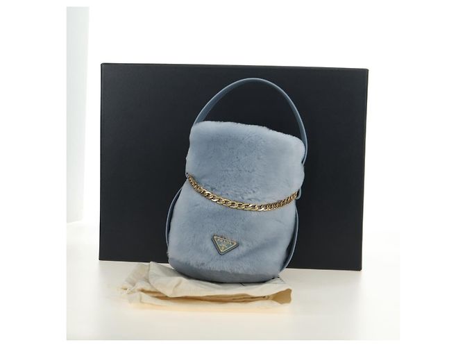 Borsa PRADA Petit Sac Noir da donna Azzurro Oro Autentica 181769SAM D'oro Blu chiaro - vista 12
