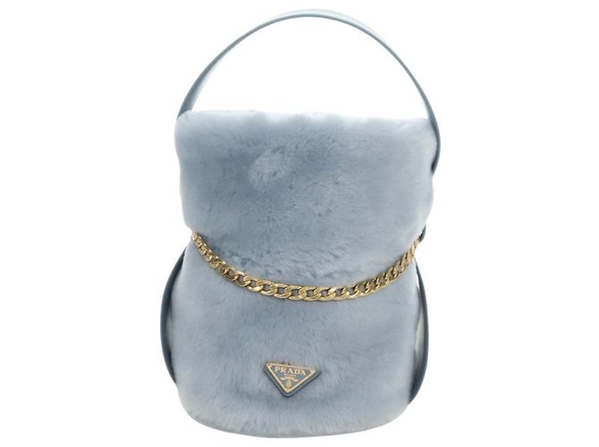 Borsa PRADA Petit Sac Noir da donna Azzurro Oro Autentica 181769SAM D'oro Blu chiaro - vista 13