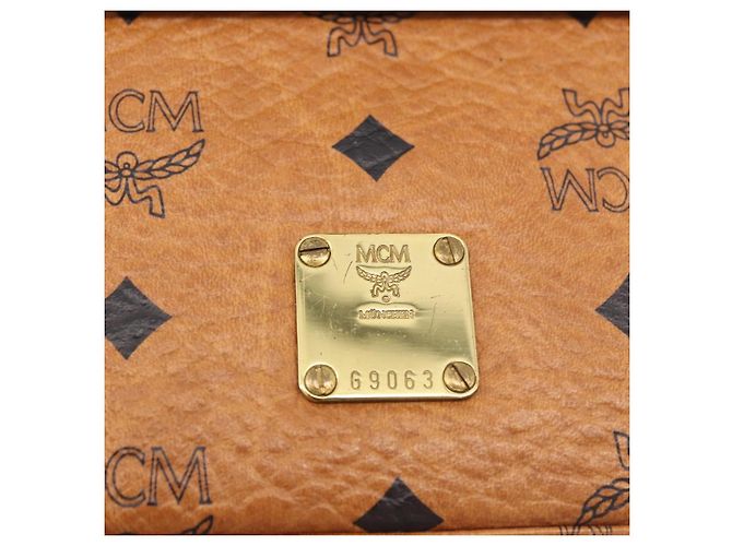 Borsa MCM Vicetos Logogramma PVC Pelle 2way Marrone Oro Auth 184176A D'oro - vista 10