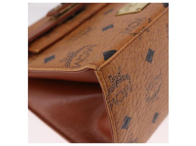 Borsa MCM Vicetos Logogramma PVC Pelle 2way Marrone Oro Auth 184176A D'oro - vista 16