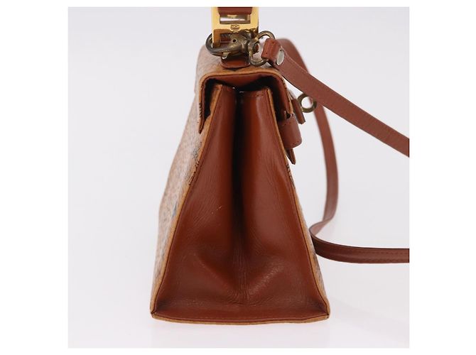 Borsa MCM Vicetos Logogramma PVC Pelle 2way Marrone Oro Auth 184176A D'oro - vista 4