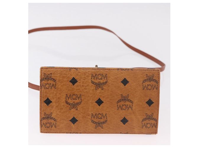 Borsa MCM Vicetos Logogramma PVC Pelle 2way Marrone Oro Auth 184176A D'oro - vista 5