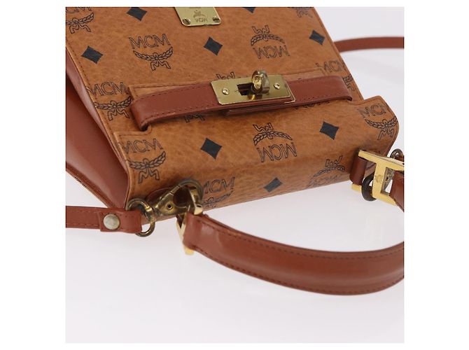 Borsa MCM Vicetos Logogramma PVC Pelle 2way Marrone Oro Auth 184176A D'oro - vista 6