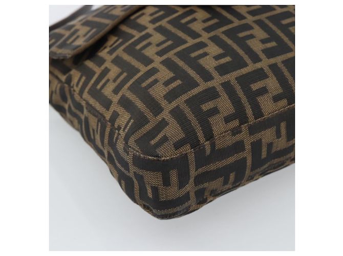 FENDI Zucca Canvas Mamma Baguette Shoulder Bag Black Brown Auth 184554A Marrone Nero - vista 14