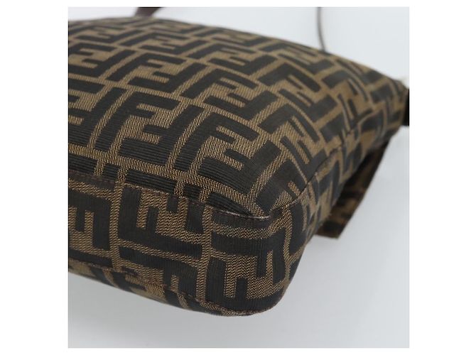 FENDI Zucca Canvas Mamma Baguette Shoulder Bag Black Brown Auth 184554A Marrone Nero - vista 15