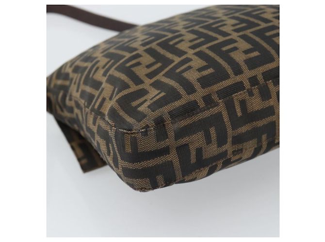 FENDI Zucca Canvas Mamma Baguette Shoulder Bag Black Brown Auth 184554A Marrone Nero - vista 16