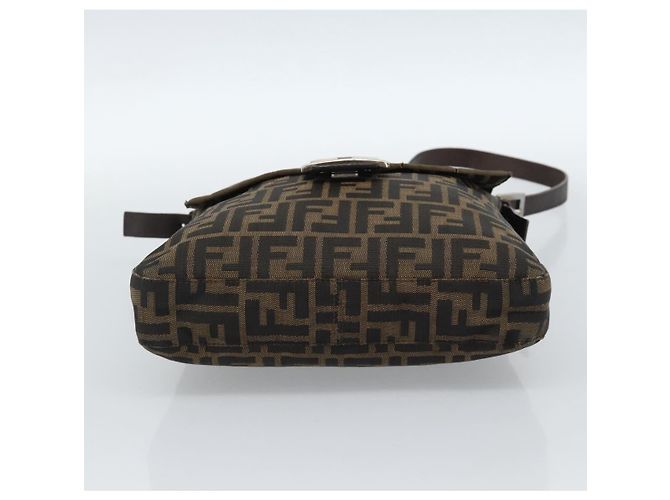 FENDI Zucca Canvas Mamma Baguette Shoulder Bag Black Brown Auth 184554A Marrone Nero - vista 5