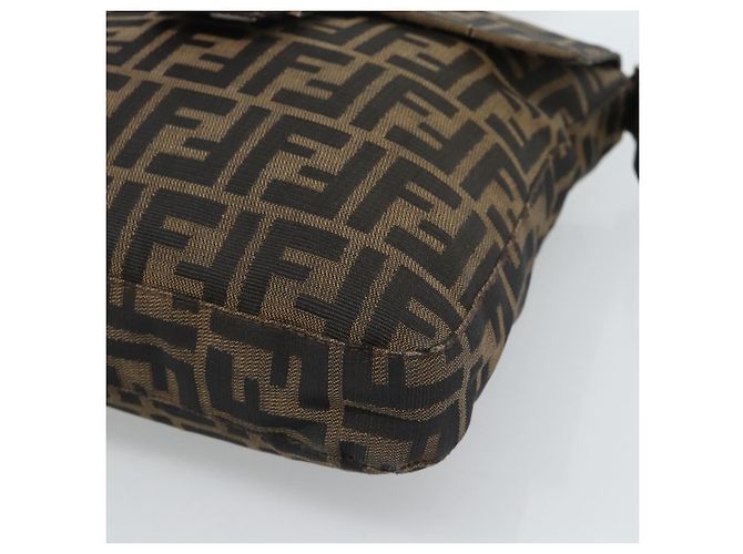 FENDI Zucca Canvas Mamma Baguette Shoulder Bag Black Brown Auth 184554A Marrone Nero - vista 9