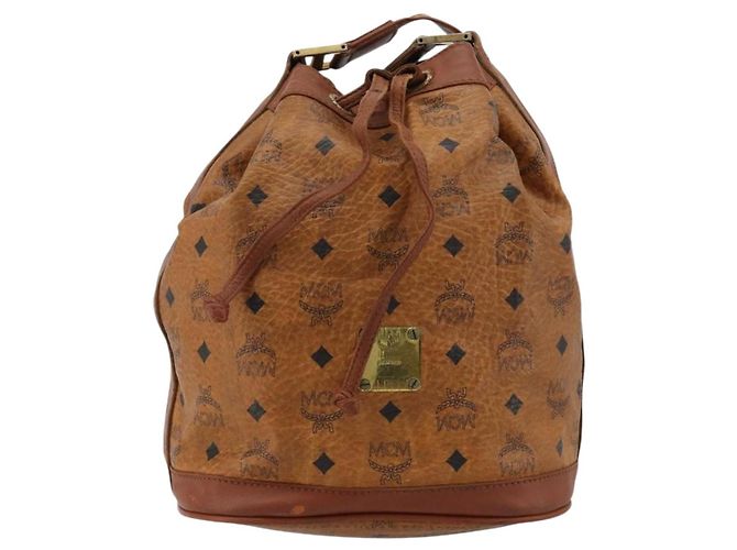 Borsa a tracolla MCM Vicetos Logogram PVC Pelle Marrone Oro Auth gh2110 D'oro - vista 13