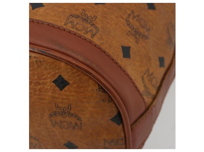 Borsa a tracolla MCM Vicetos Logogram PVC Pelle Marrone Oro Auth gh2110 D'oro - vista 14
