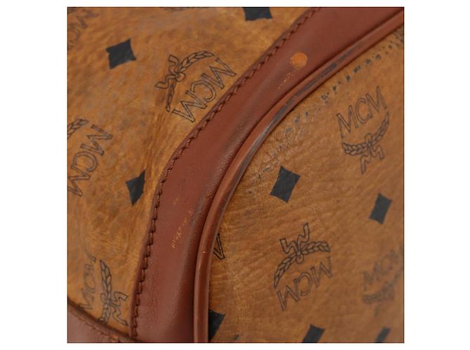 Borsa a tracolla MCM Vicetos Logogram PVC Pelle Marrone Oro Auth gh2110 D'oro - vista 15