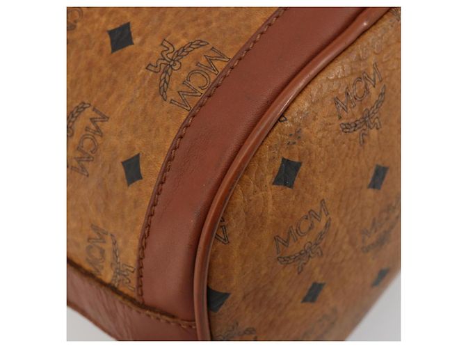 Borsa a tracolla MCM Vicetos Logogram PVC Pelle Marrone Oro Auth gh2110 D'oro - vista 17