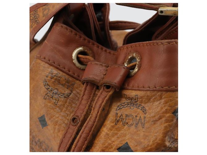 Borsa a tracolla MCM Vicetos Logogram PVC Pelle Marrone Oro Auth gh2110 D'oro - vista 18